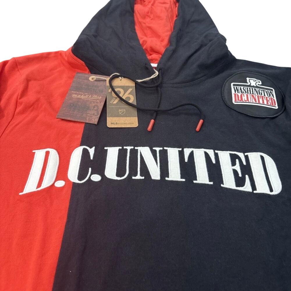 Mitchell & Ness DC United Split Hoodie Shirt Mens Large NWT MLS Soccer Black Red - Picture 2 of 7